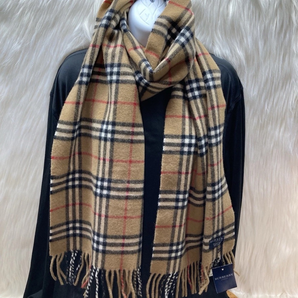 Burberry Classic Check Scarf in Tan and Black